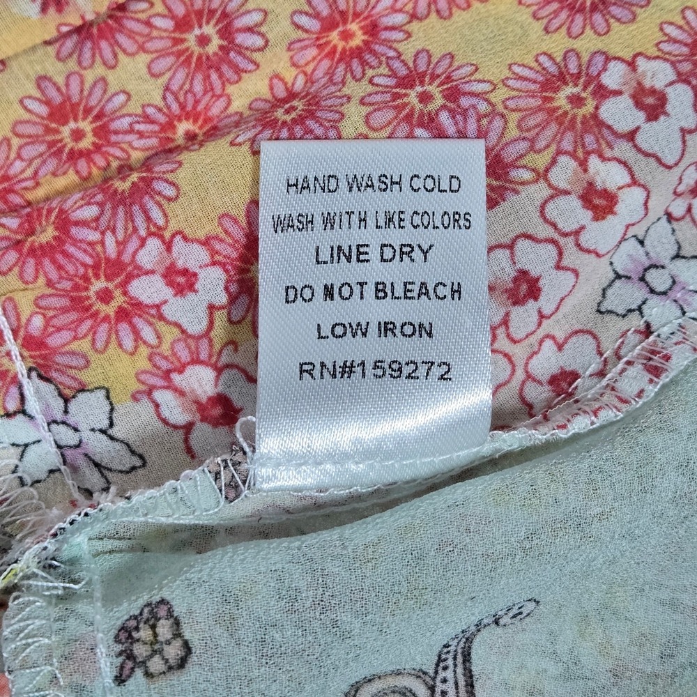 Gigio USA Patchwork Paisley Floral Button Down Sheer Tunic Shirt TC2569 Medium - Picture 6 of 9